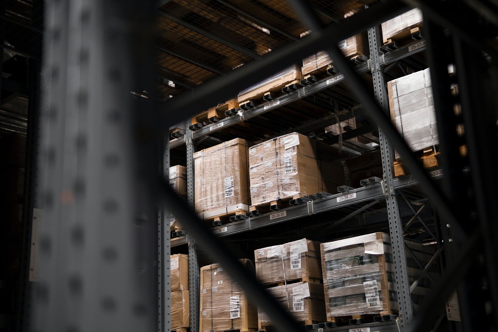 Full inventory storage shelves in a warehouse