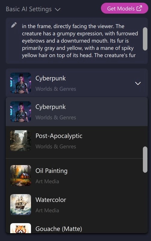 Prompt presets and negative prompts