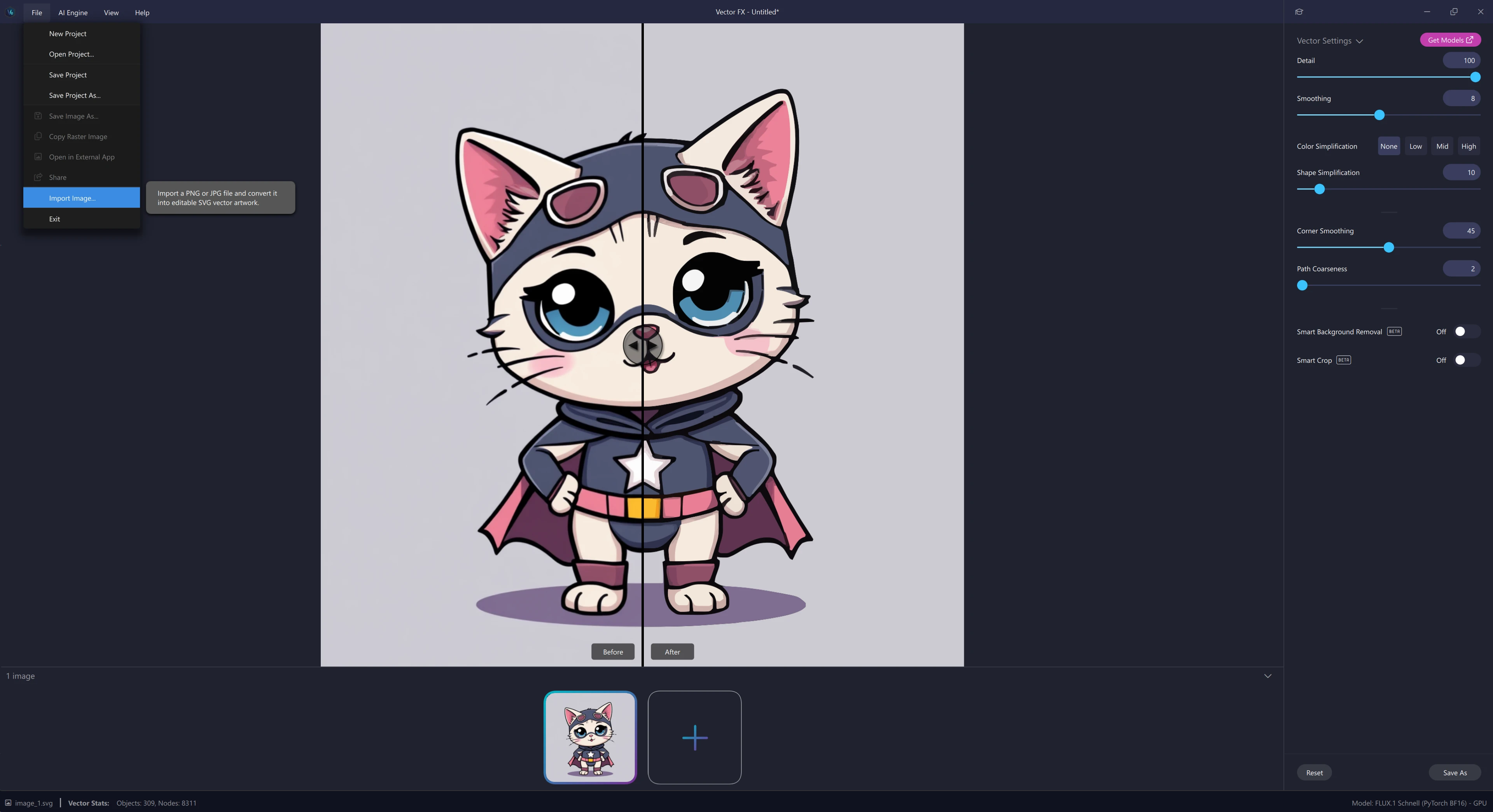 Convert JPG and PNG to vector SVG