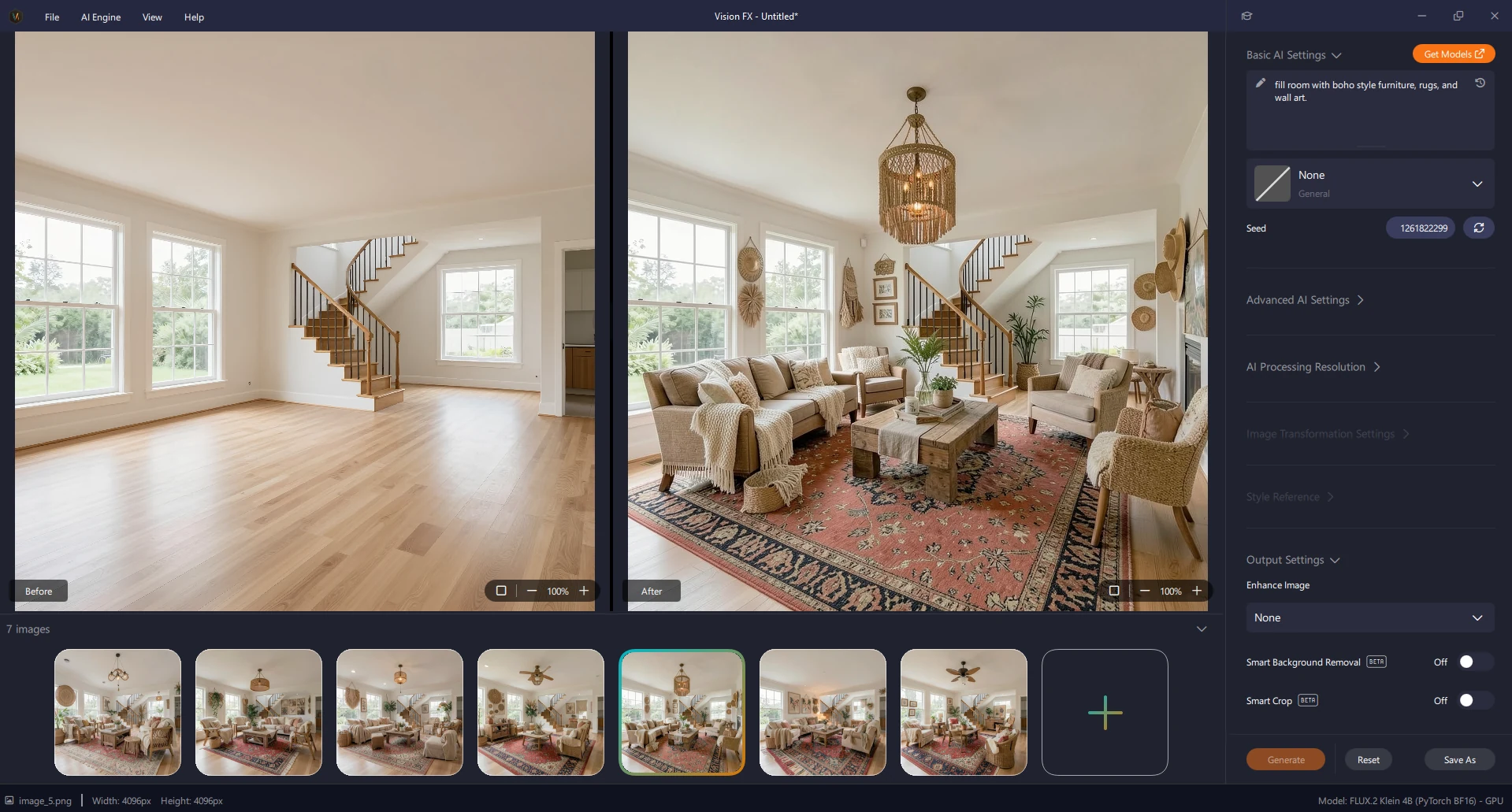 Vision FX UI - resulting batch of generated variations