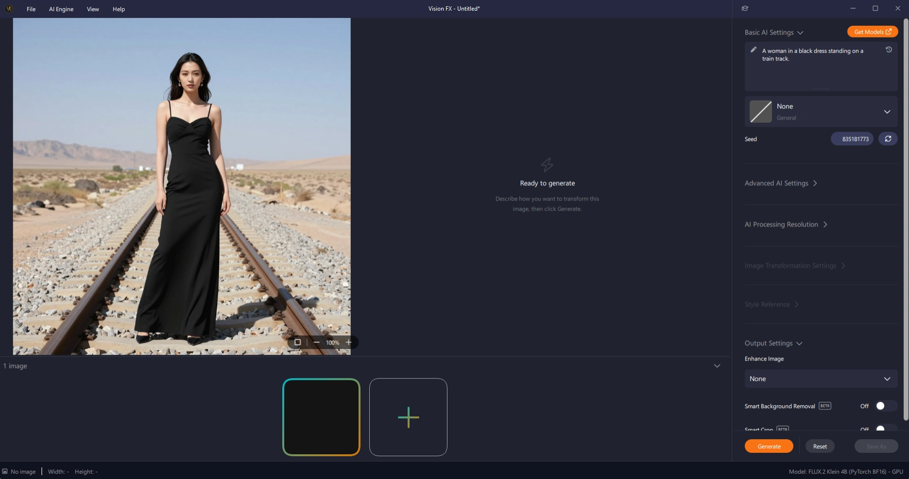 Vision FX UI - The source portrait imported into Vision FX as the starting image.