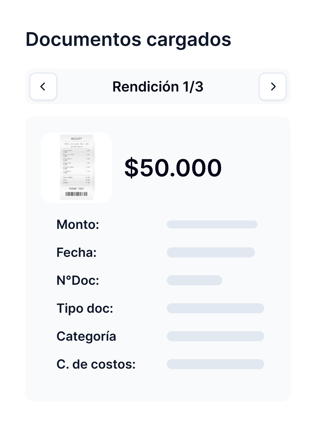 Resumen de gastos rendidos 1/3