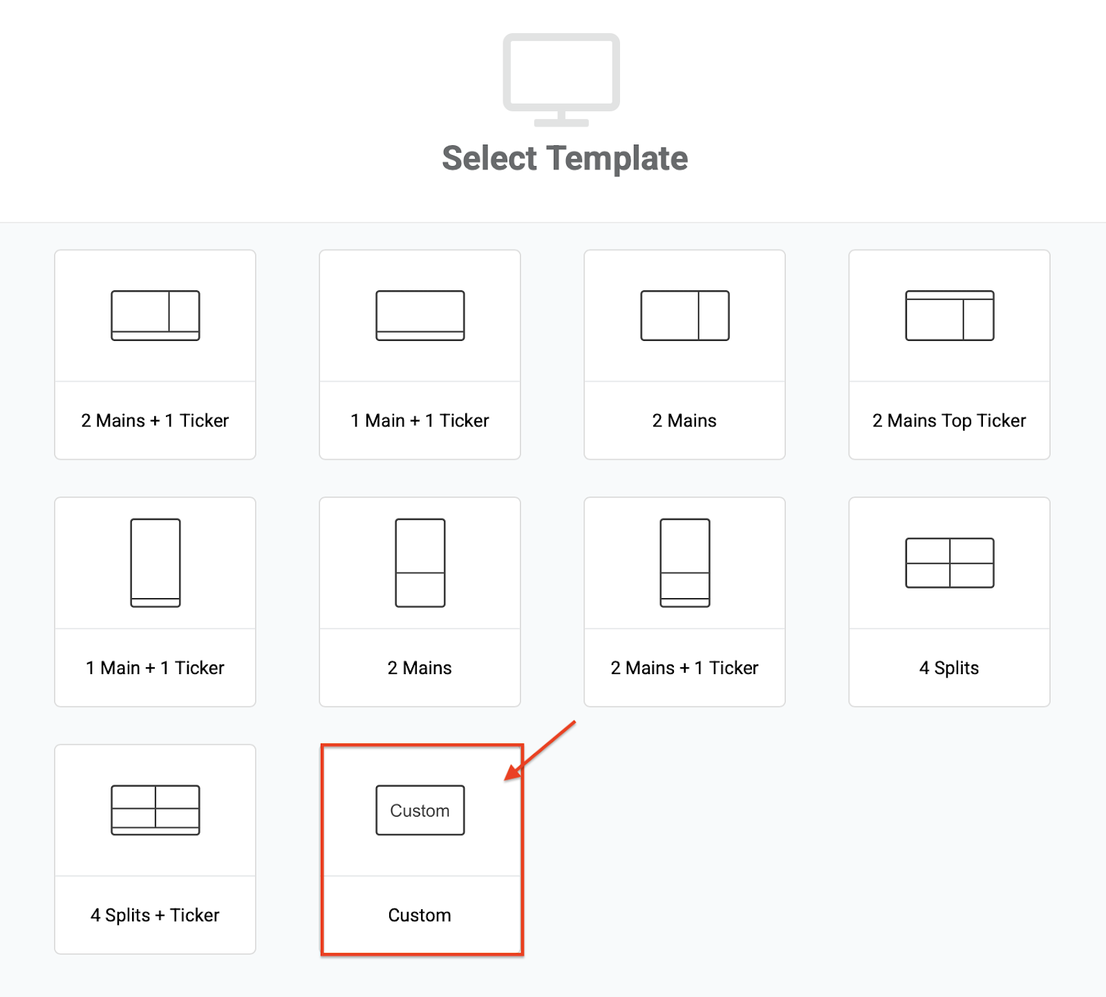 select template for split screen custom