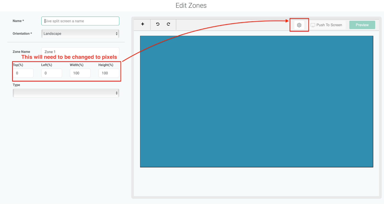 edit zones settings