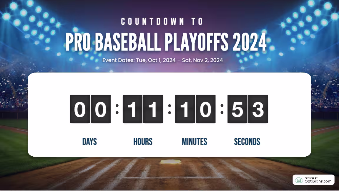 MLB Playoffs Countdown Feed on OptiSigns Digital Signage Software