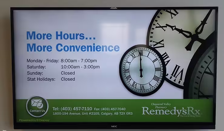 Digital signage for a pharmacy