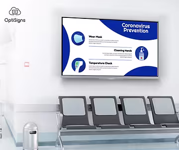 Digital signage for the patient waiting room for a healthcare office with corona prevention advice
