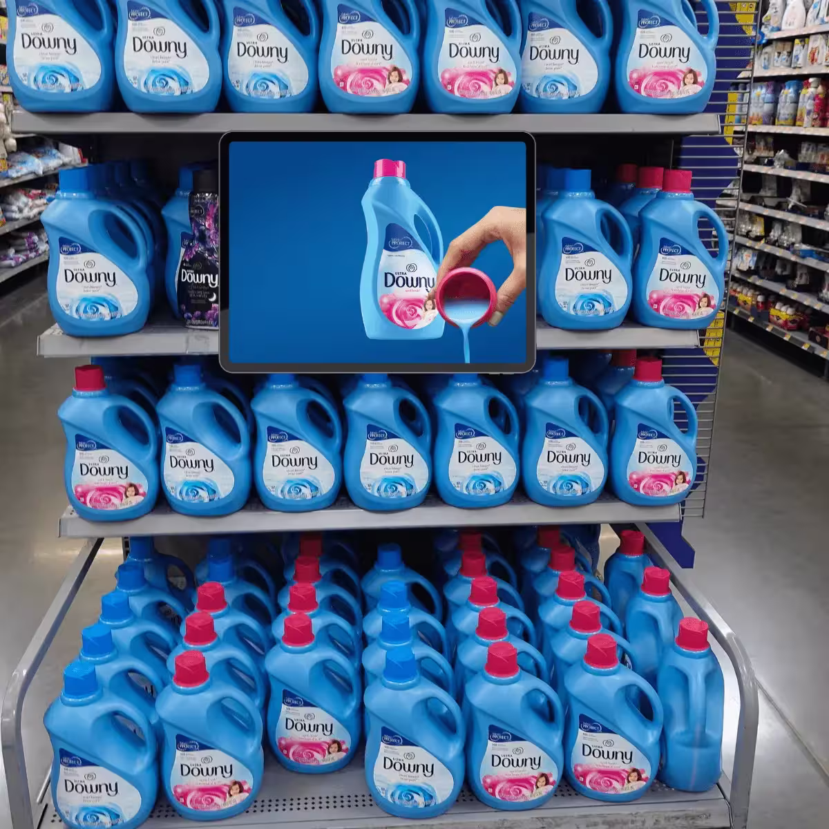 Digital signage for laundry detergent in a retail store