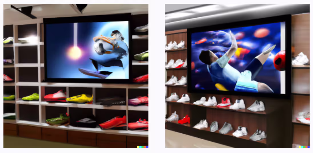 Digital signage in a shoe store