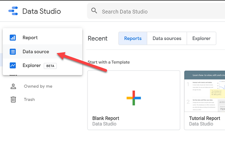 Google Data Studio portal screenshot