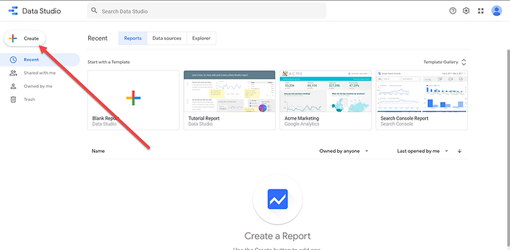 Google Data Studio portal screenshot
