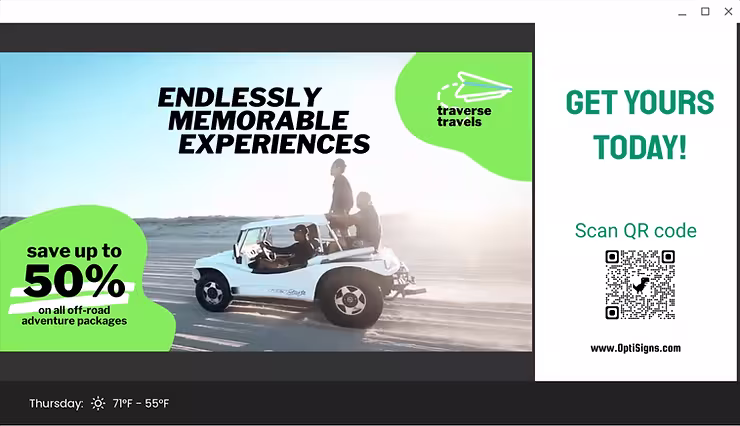 Example of using the split screen app to show multiple assets at the same time, including the Canva video.