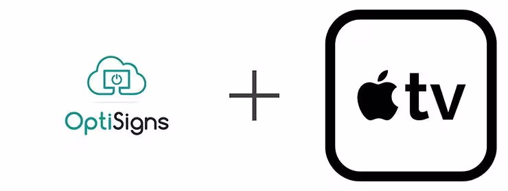 OptiSigns Digital Signage logo plus Apple TV Logo