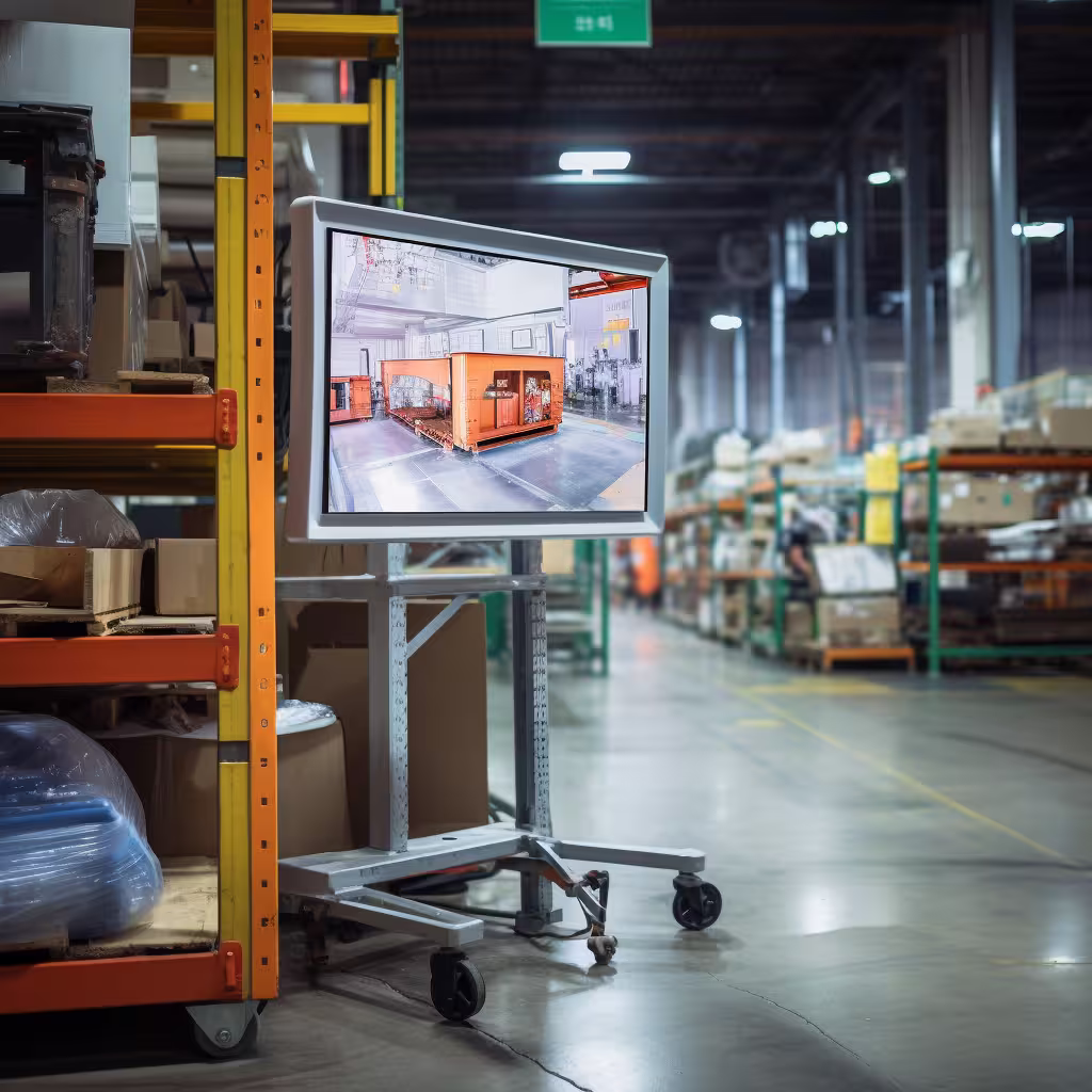 Digital sign with video for workers in a warehouse