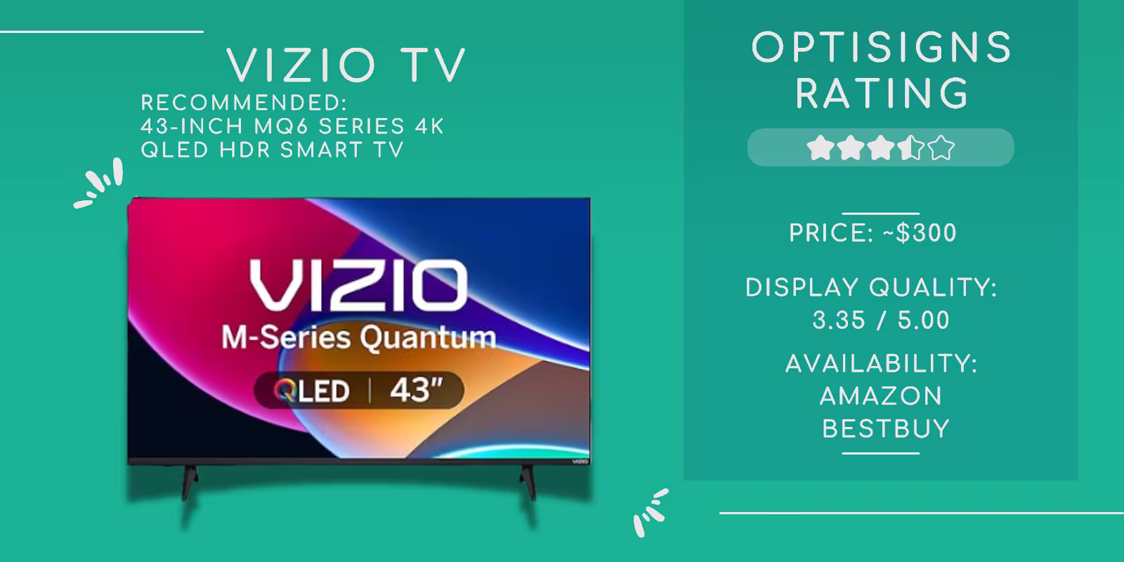 Vizio Smart TV infographic rating for digital signage