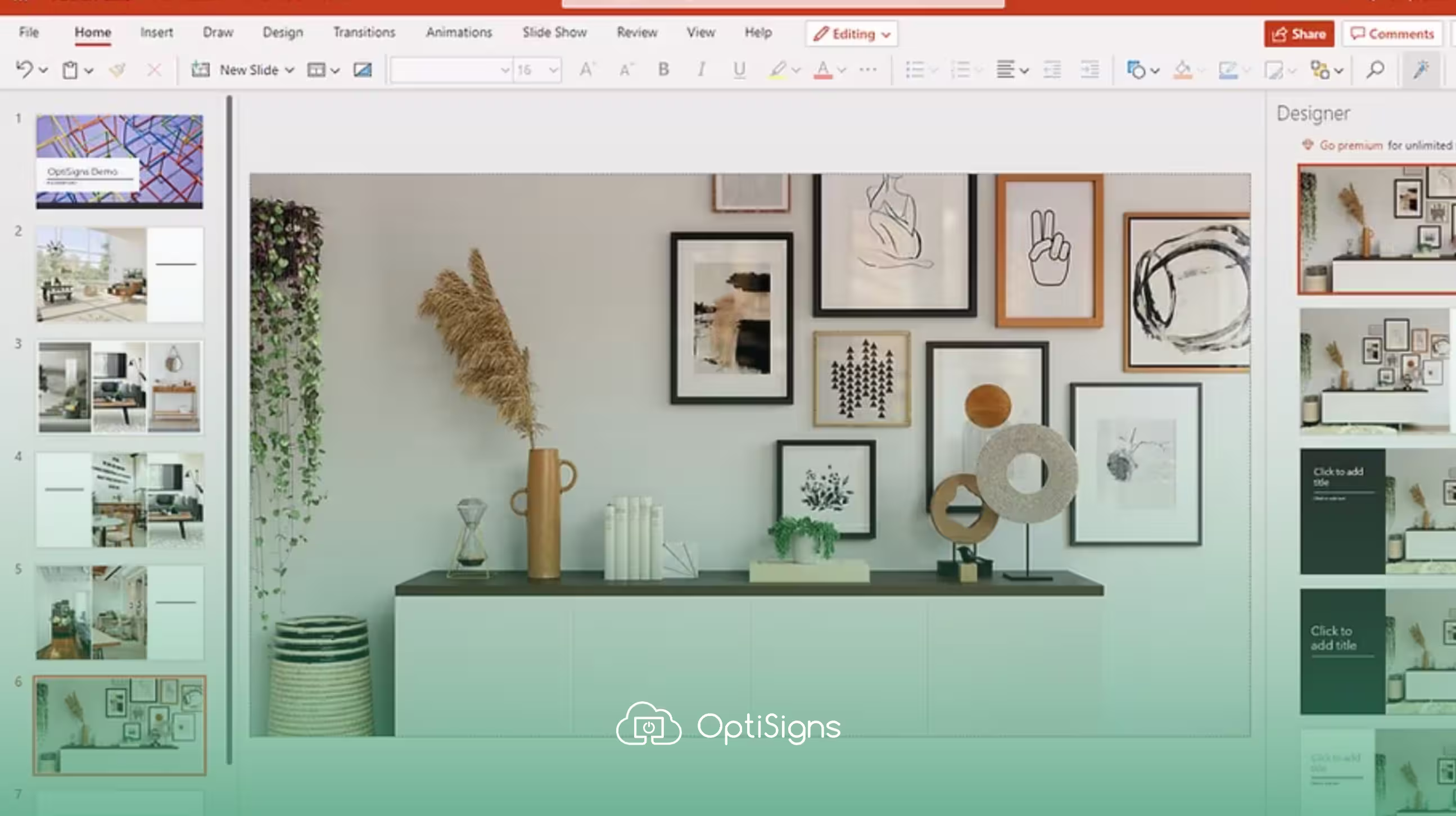 Microsoft Powerpoint interface on web.