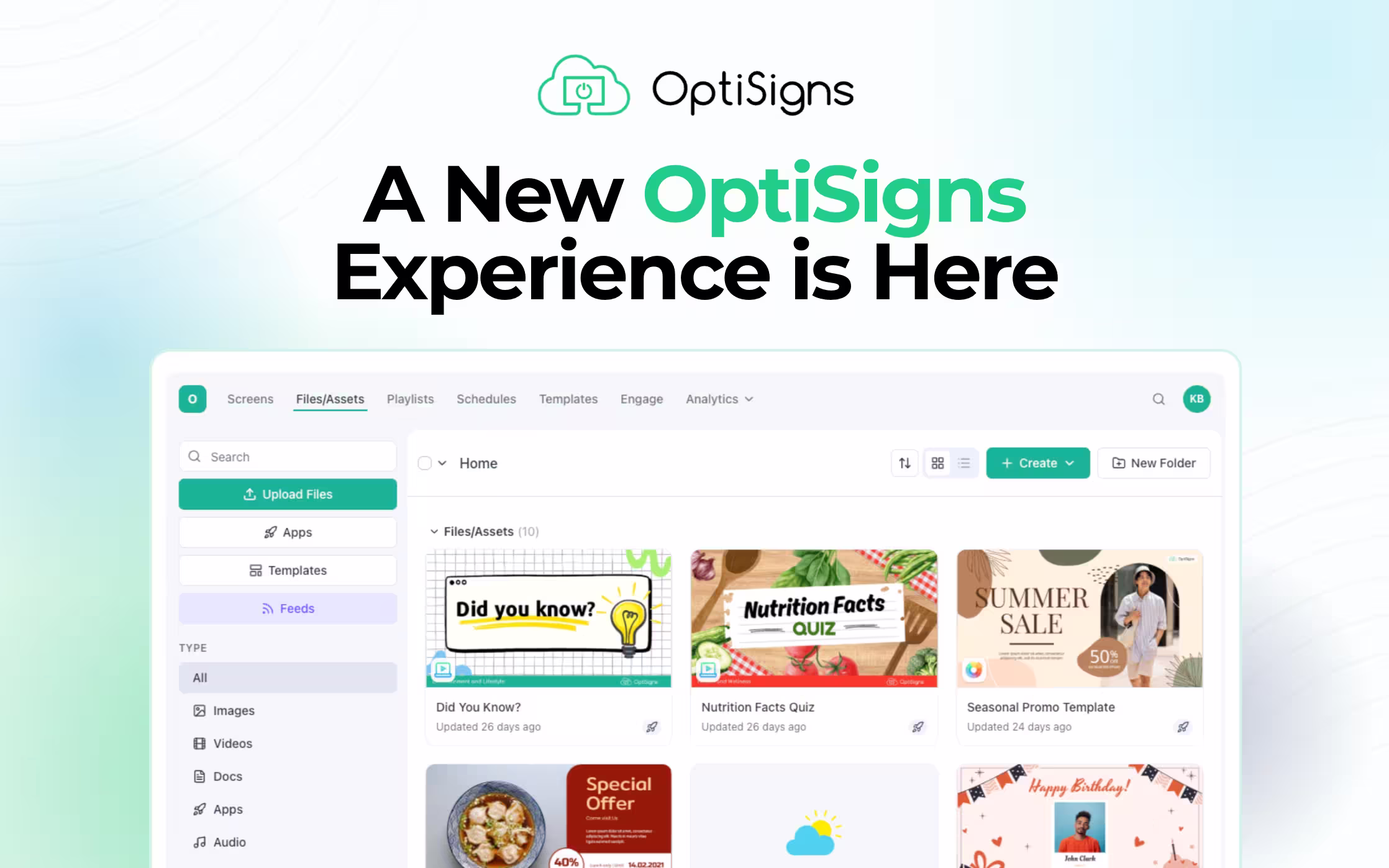 OptiSigns presenting a newly updated portal interface. 