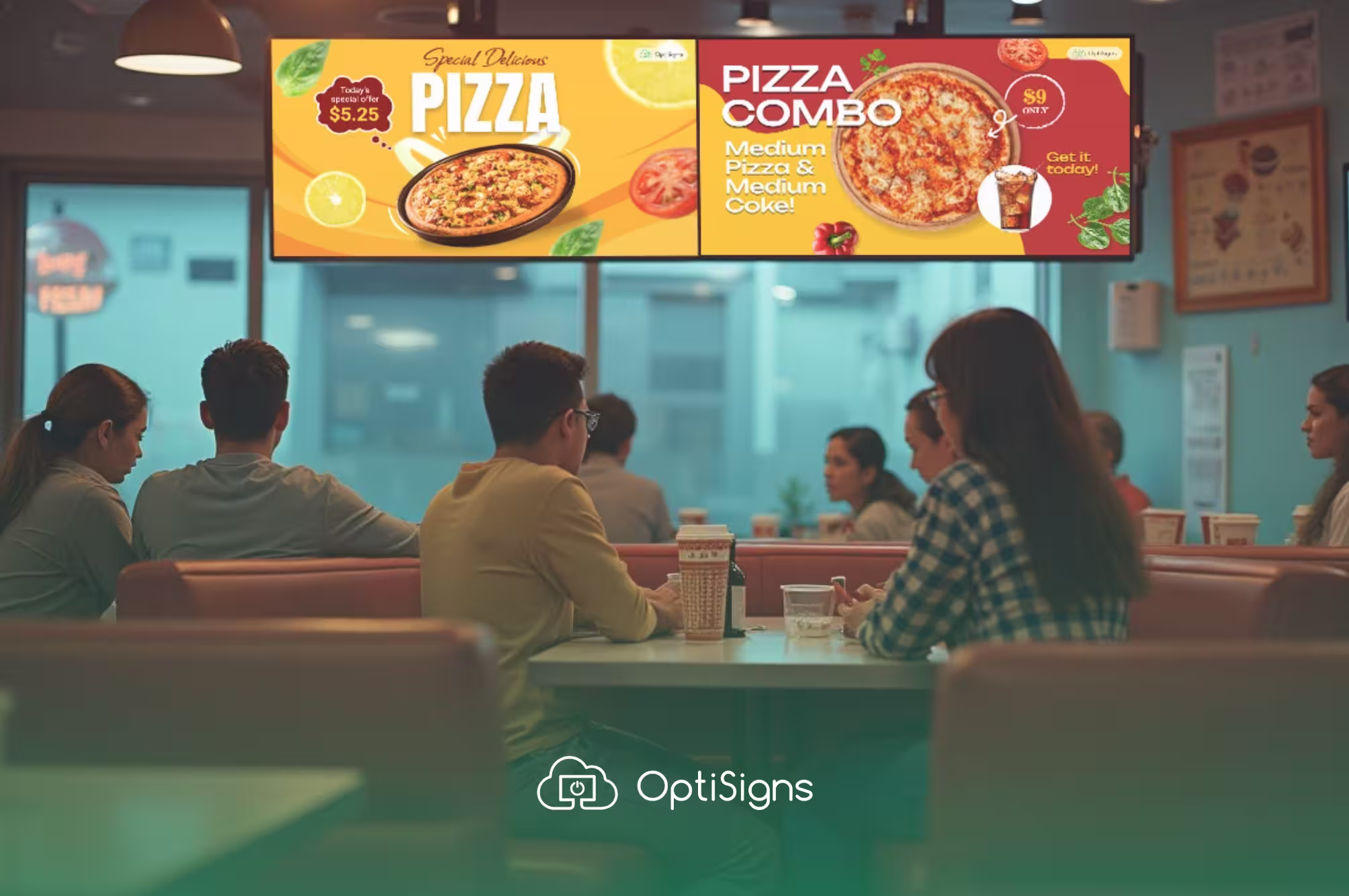 Example of digital signage used for a menu for a restaurant