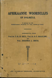 Afrikaanse Woordelys en Spelreels 1917