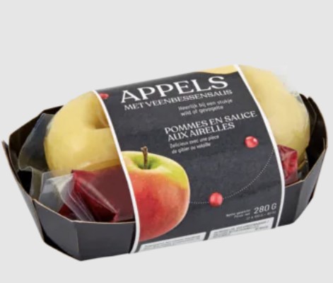 Gegaarde appels met veenbessensaus