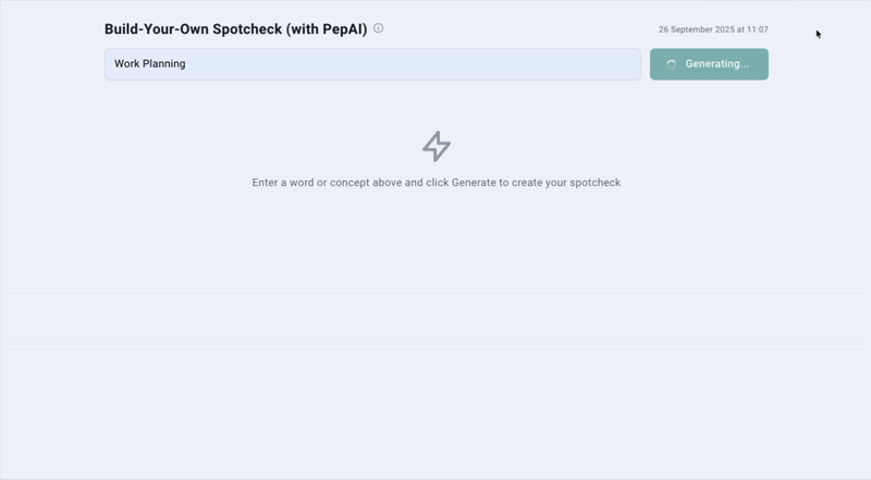 PepTalk AI Spotcheck Generator