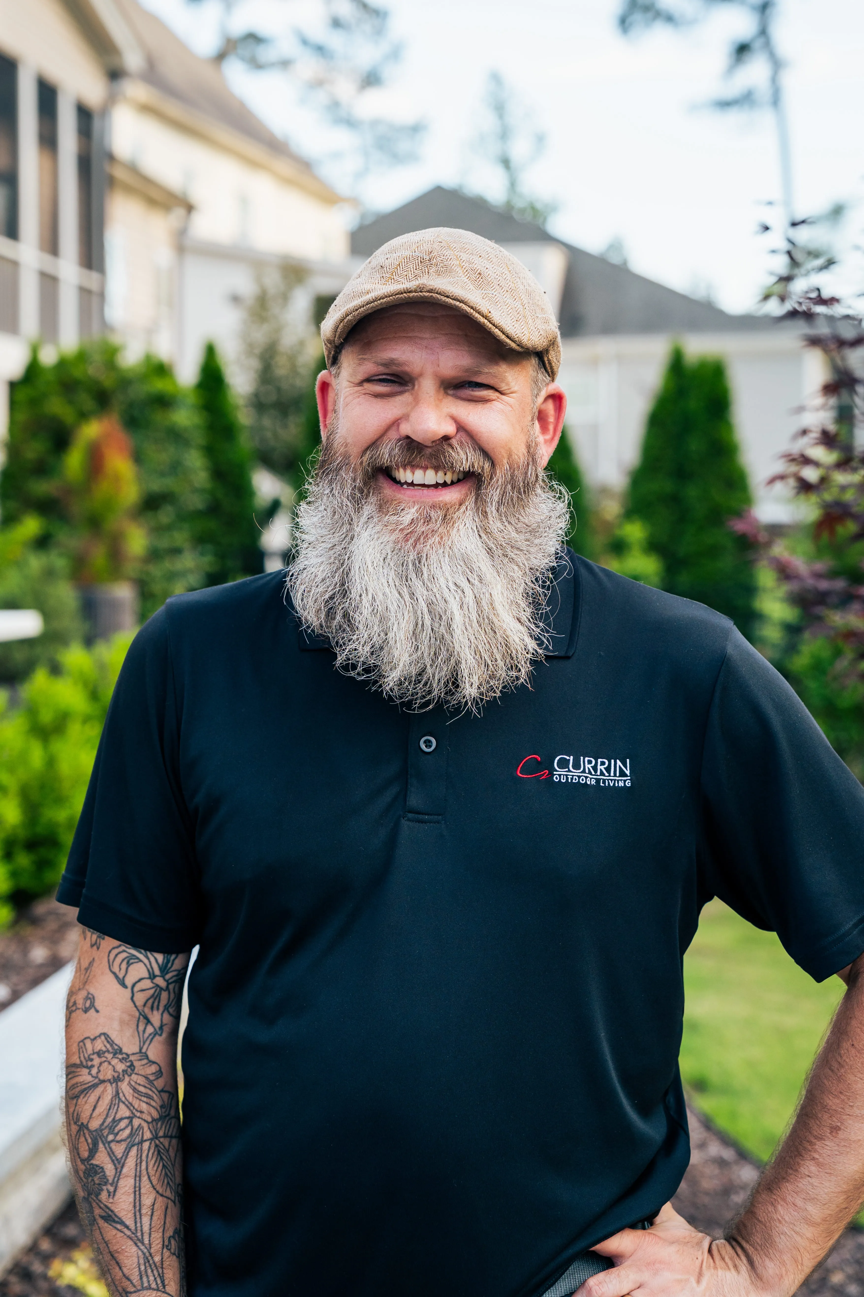 Jason Hanna, a member of the Currin Outdoor Living team, overseeing a professional outdoor construction project in Raleigh, NC.