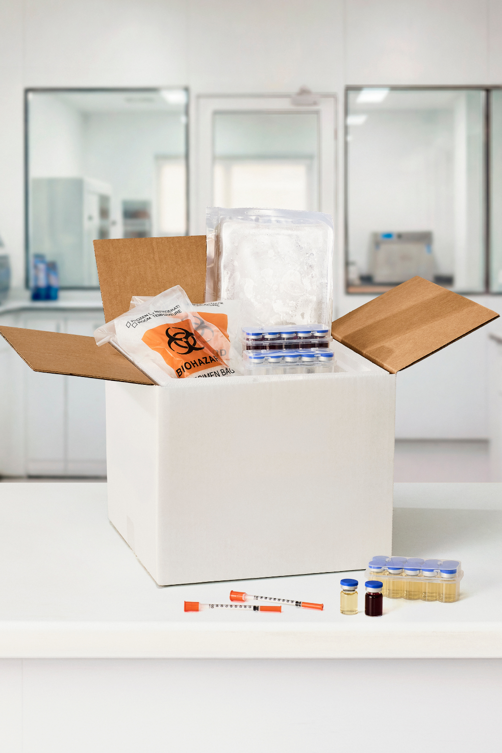Using water cold packs medical and biological shipments