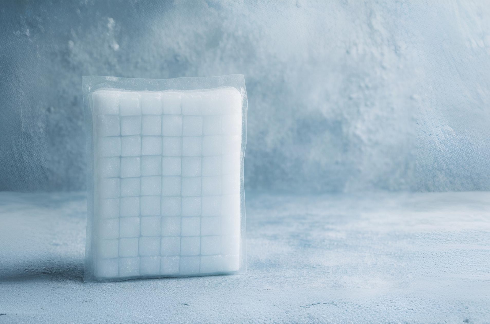 A freeze cold pack made by water ice cubes