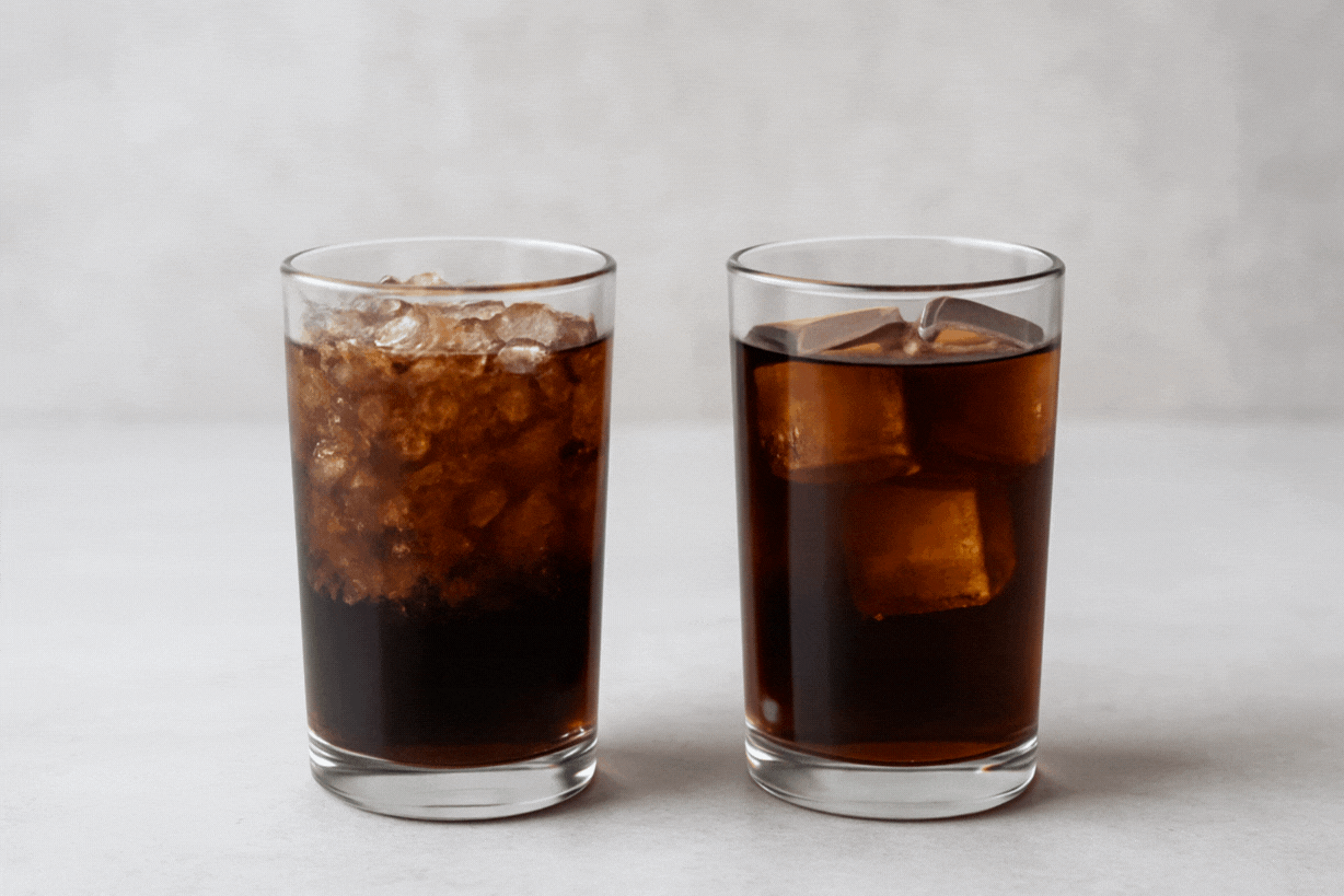 A test comparing the melting speed of square ice cubes and ice flakes.