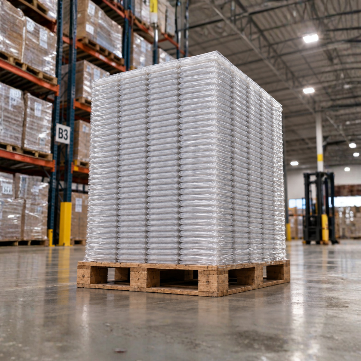 Relocalize cold pack pellet next to a meal kit assembly line.
