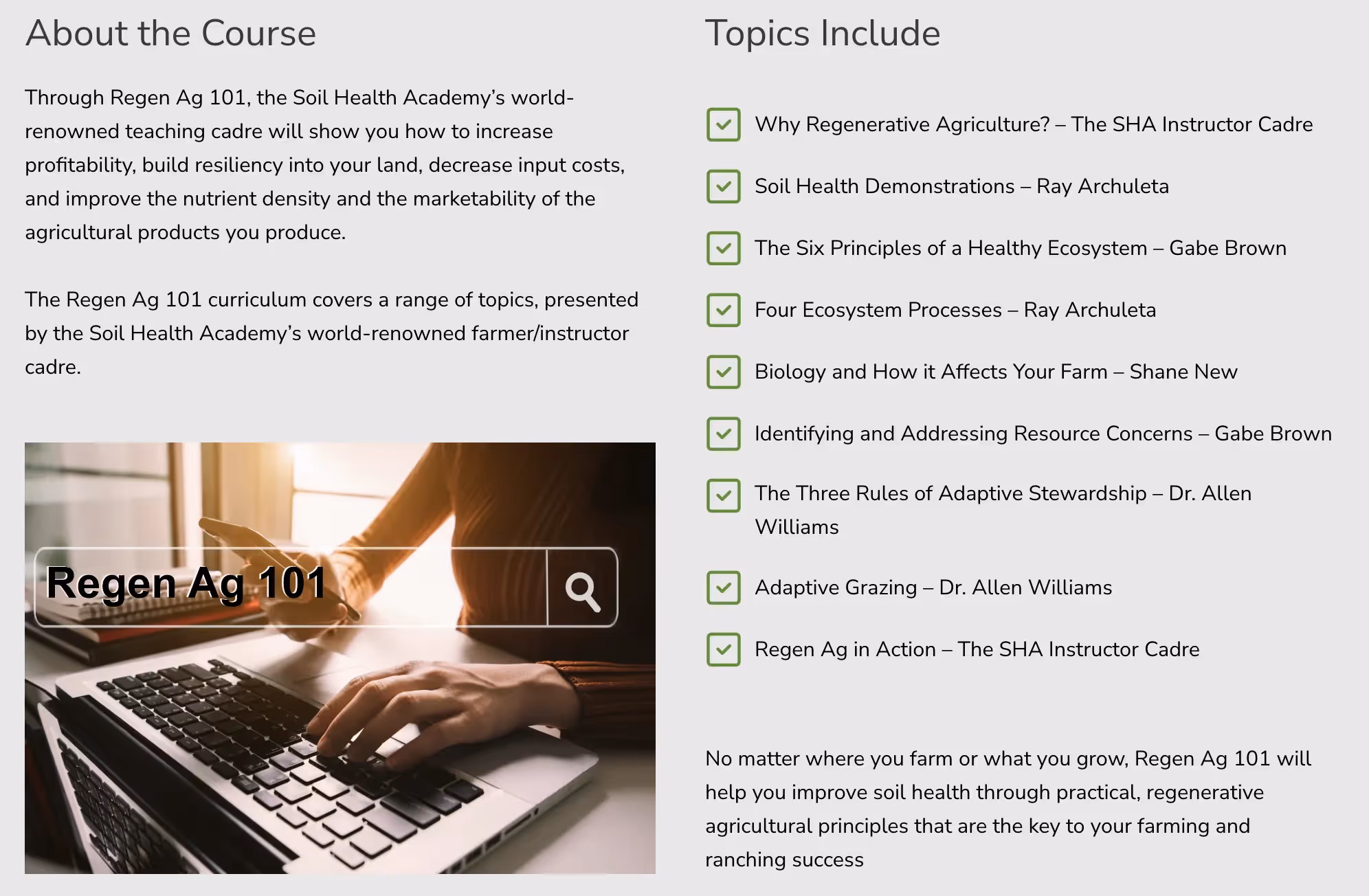 Regenerative Agriculture 101 Course