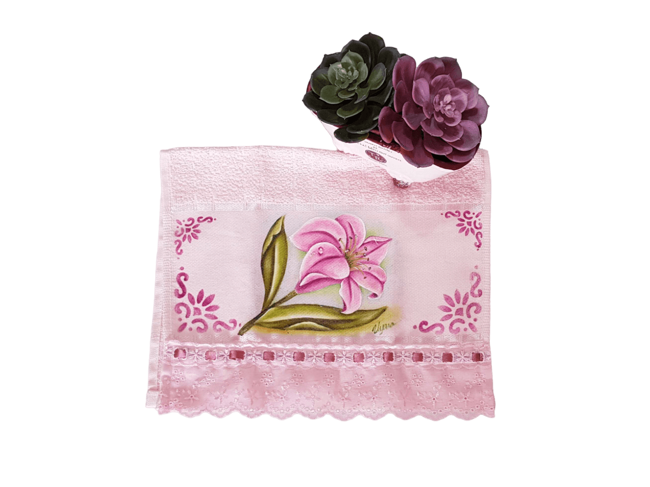 toalha de lavabo rosa