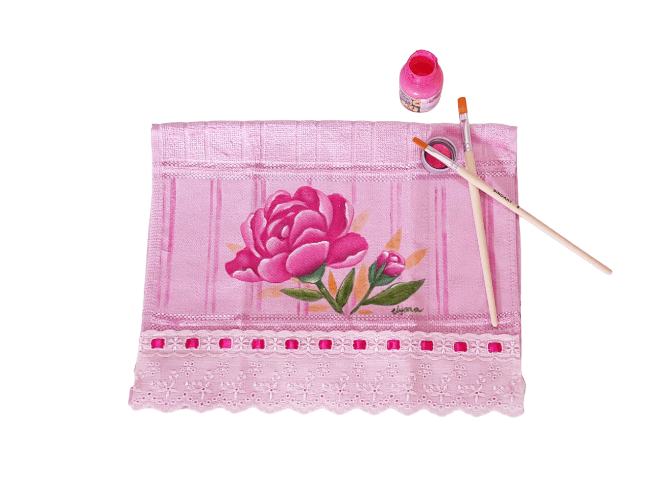 toalha de lavabo rosa
