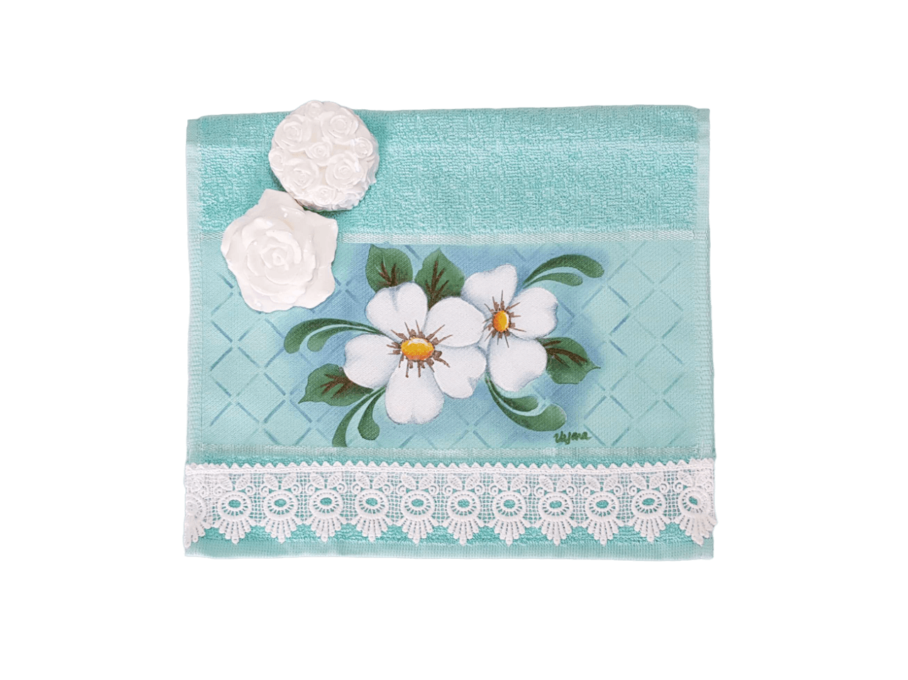 toalha de lavabo verde