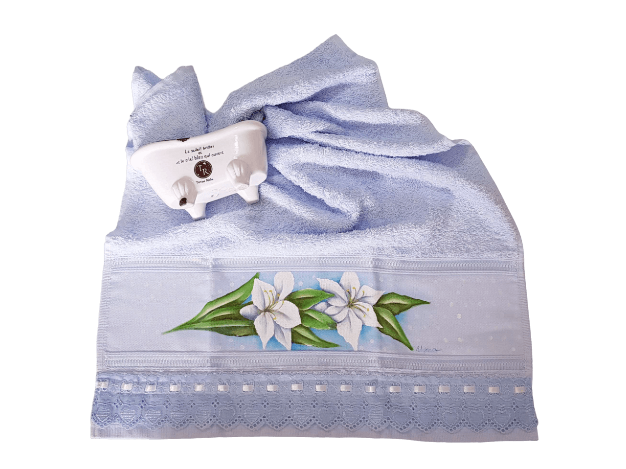 toalha de rosto azul