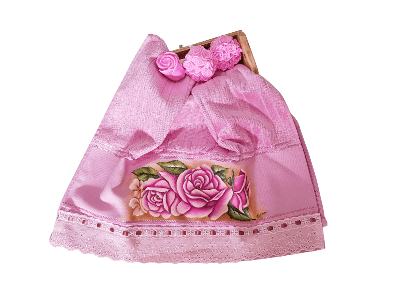 toalha de rosto rosa