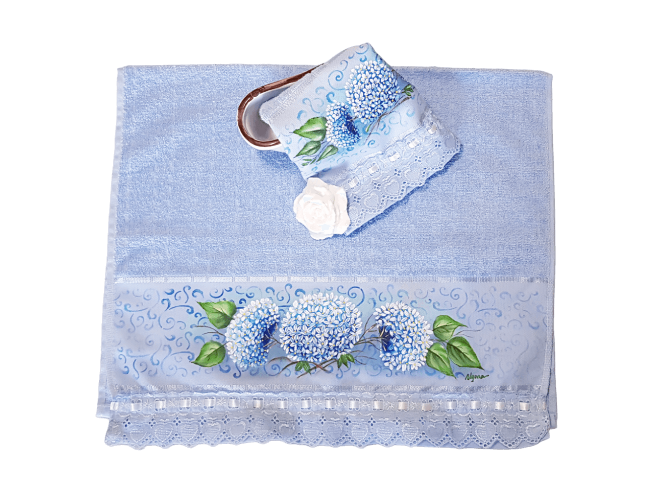 toalha de rosto azul