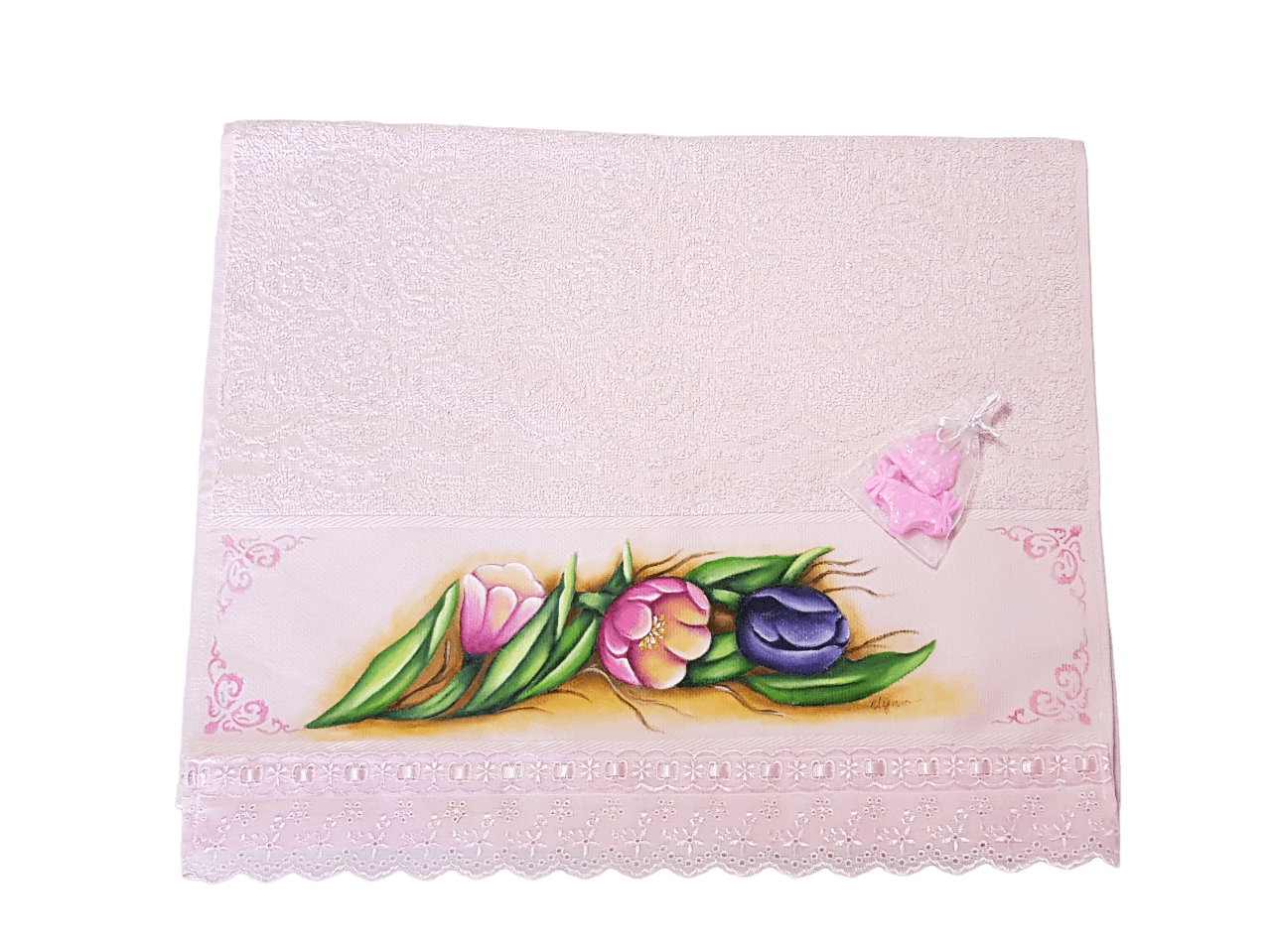 toalha de rosto rosa claro