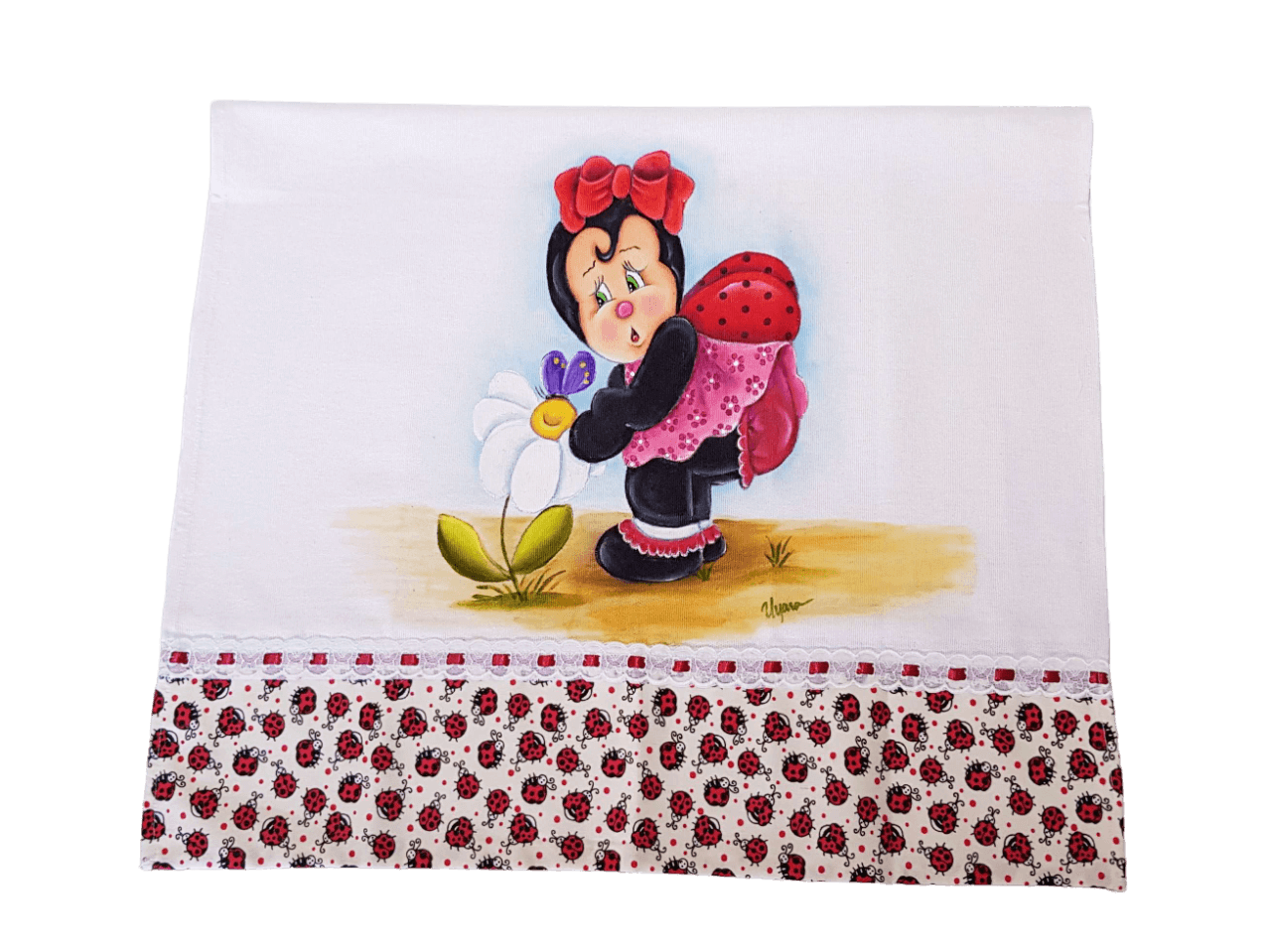 pano de copa branco e vermelho