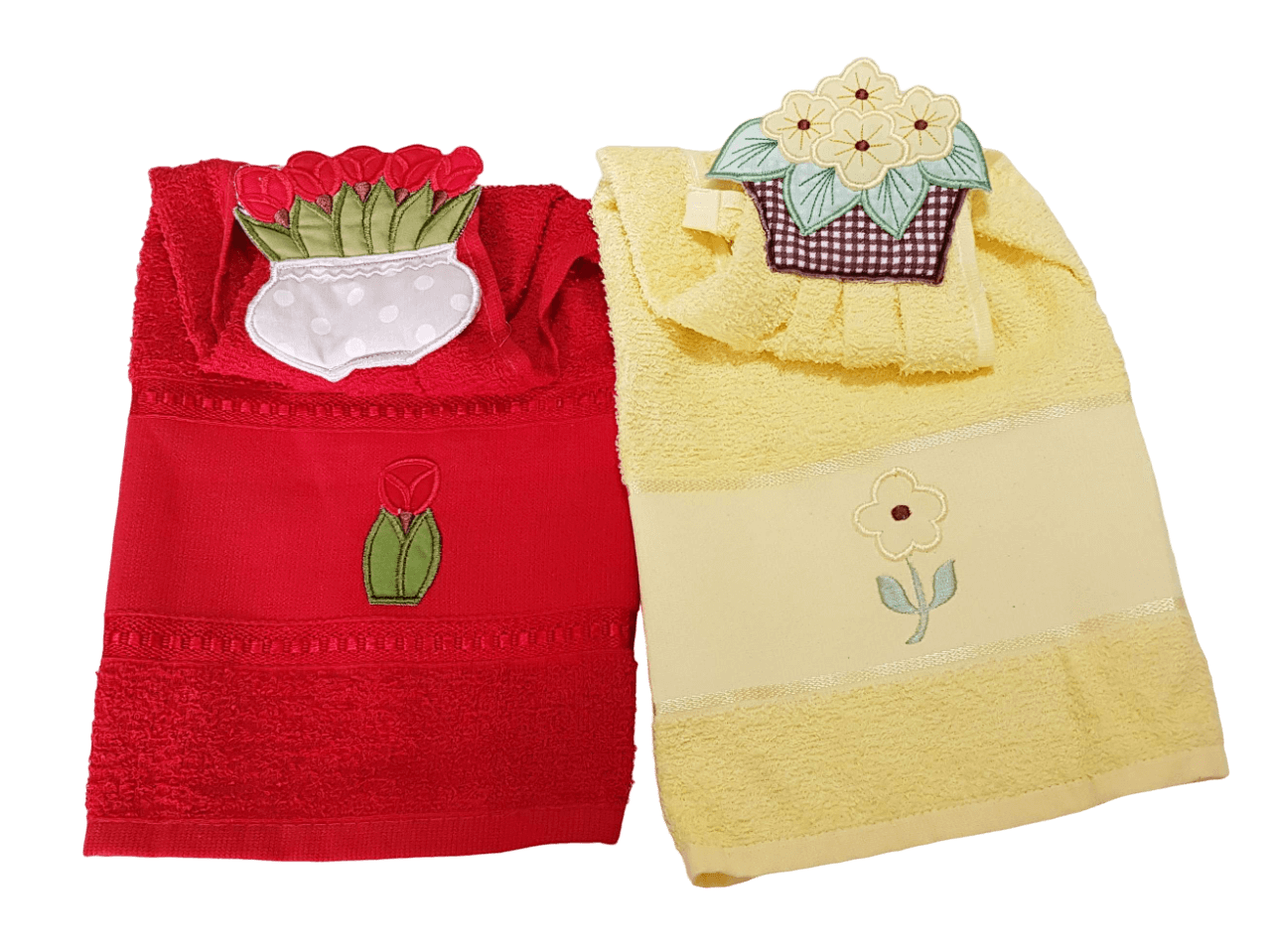 bate-mãos vermelho e amarelo