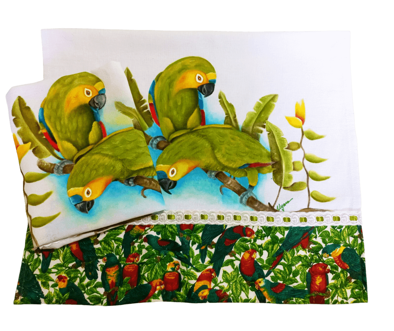 pano de copa araras verdes