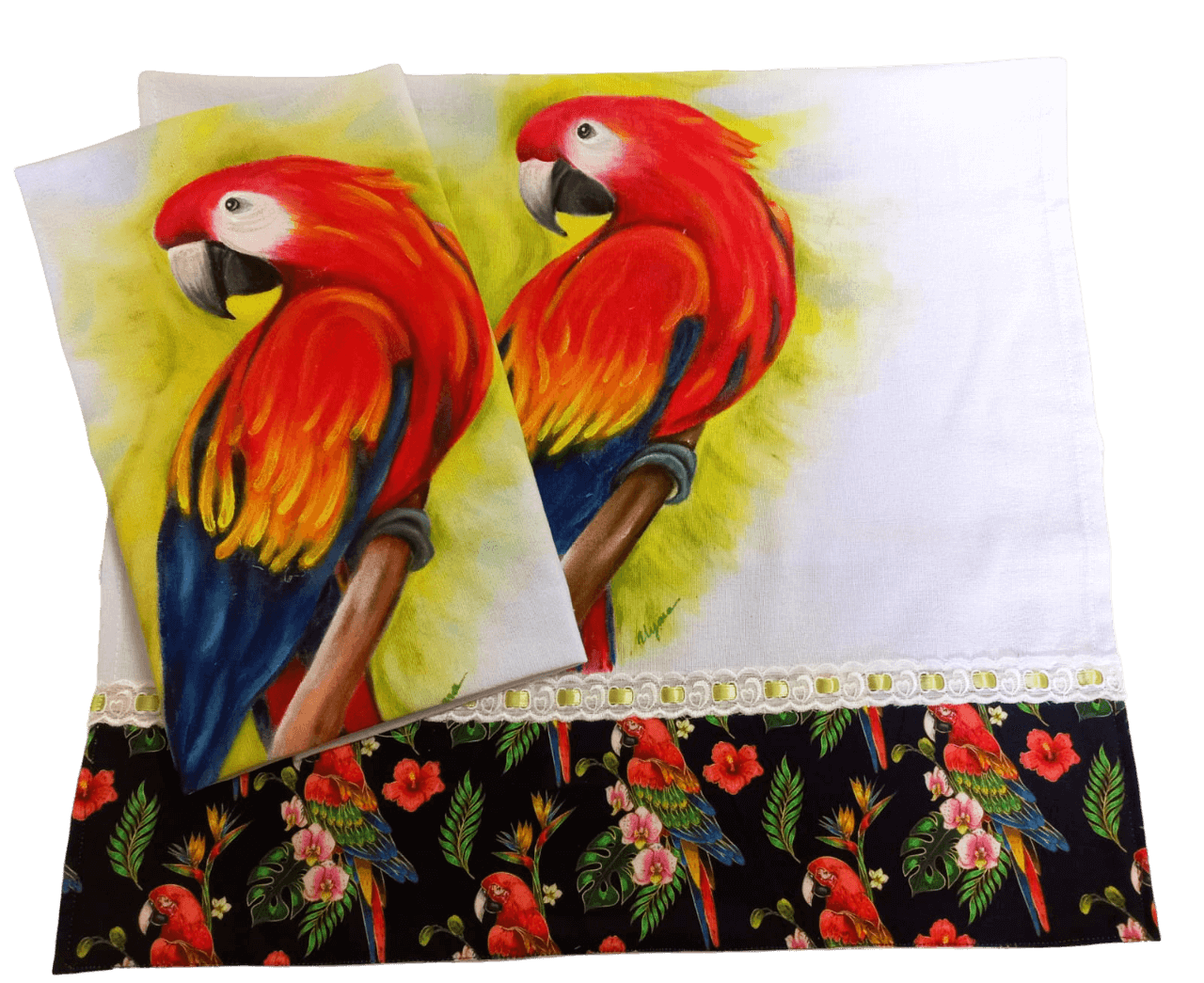 pano de copa araras vermelhas