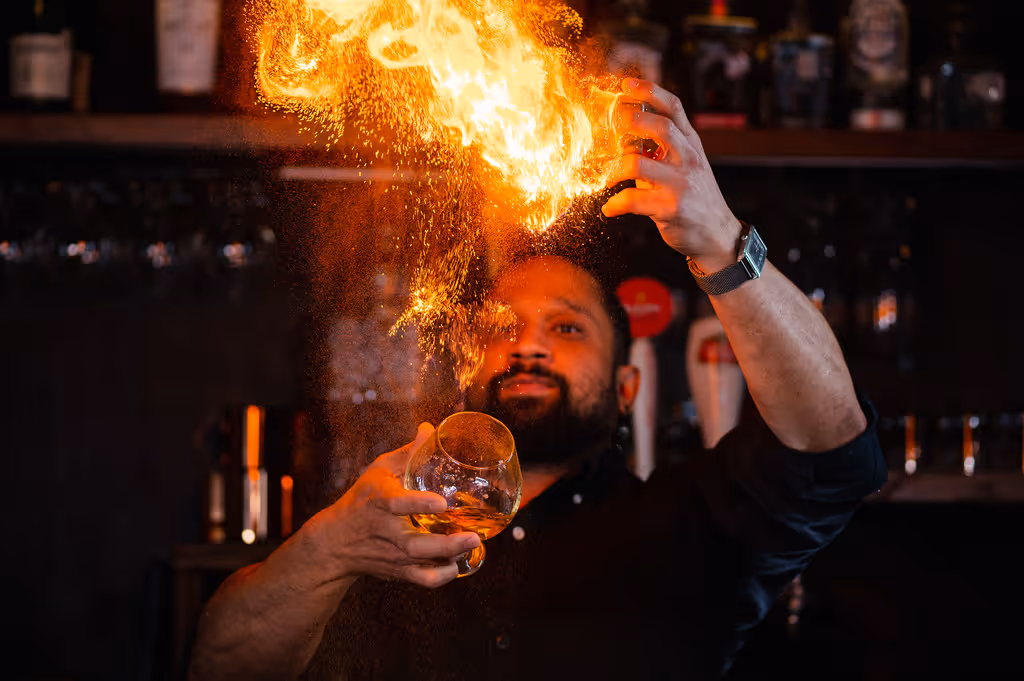 Alcoholic Drink with Fire Show from Toro Kitchen and Bar in San Antonio