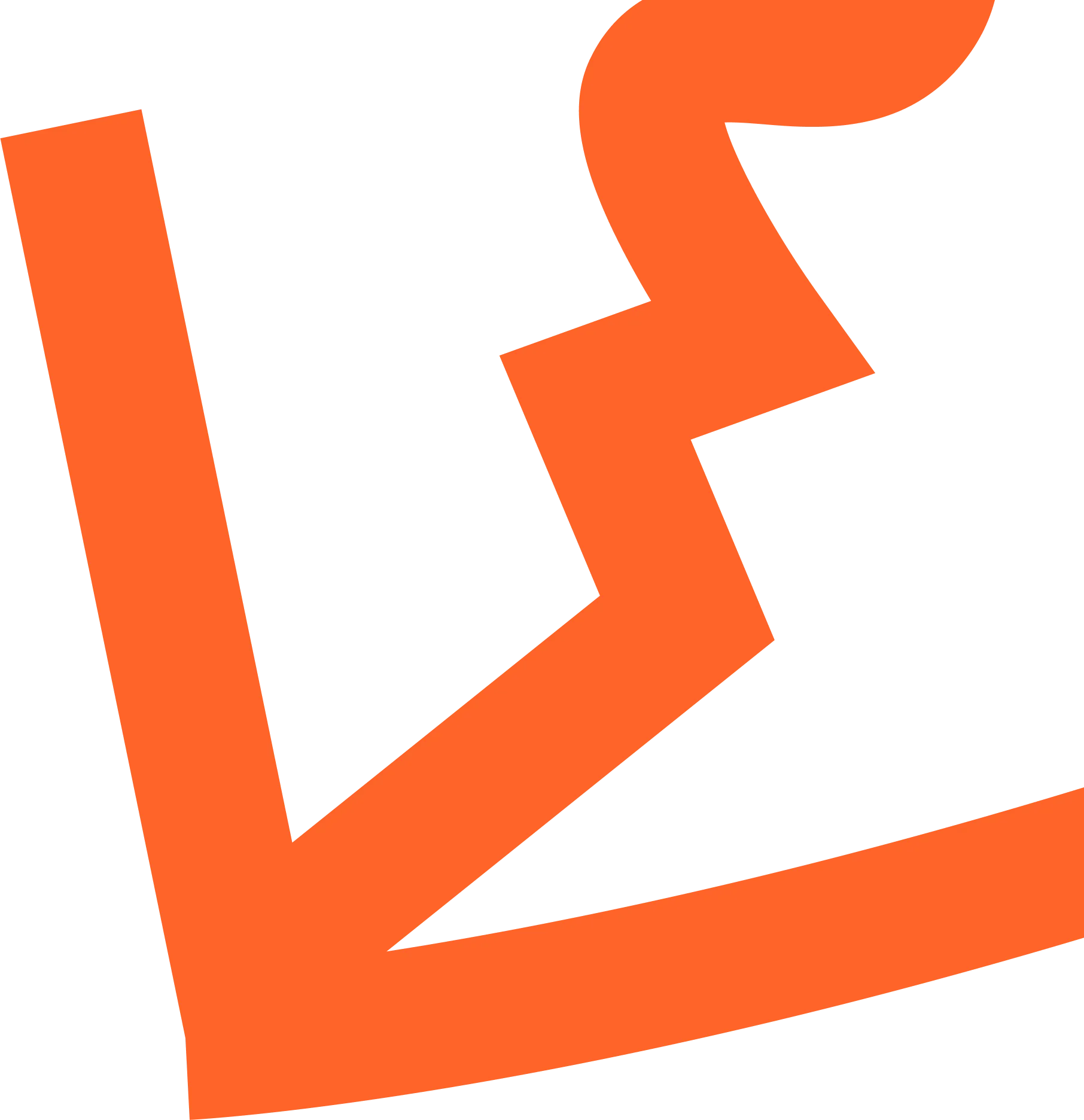 Abstract orange zigzag line with angular and curved segments on a black background.