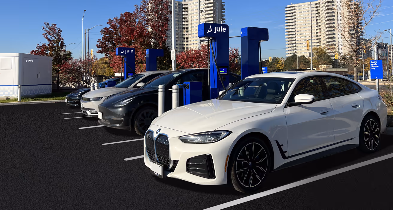 Jule's lighten up logo at the top of the chargers next to its lighting system. 