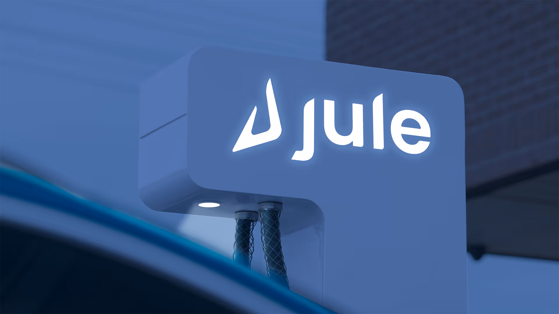 Jule's lighten up logo at the top of the chargers next to its lighting system. 