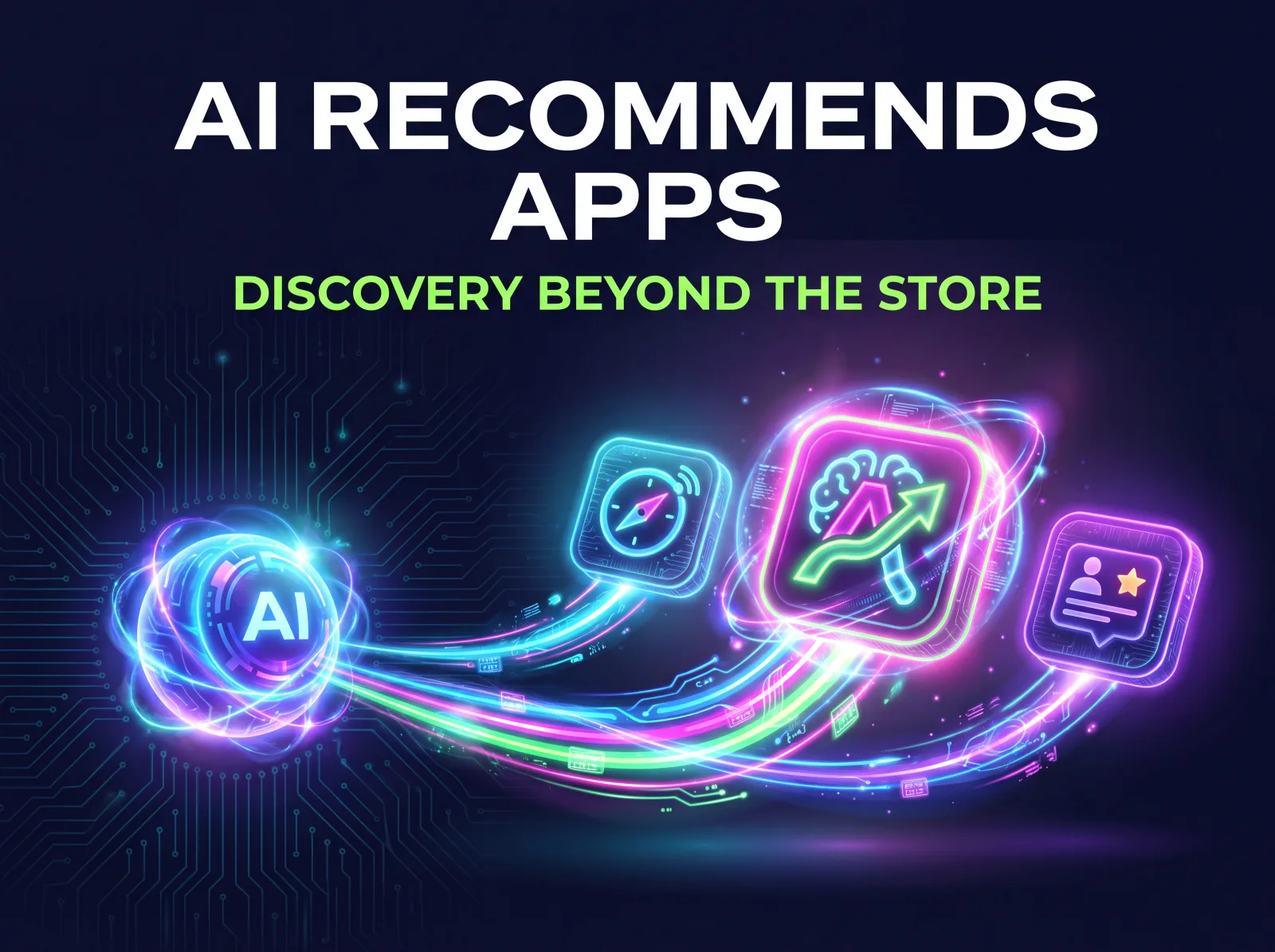 How AI recommends apps in 2026: an AI assistant recommending an app, discovery beyond the store