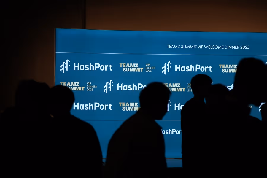 TEAMZサミットVIP歓迎ディナー2025の背景前に立つシルエットの人々。