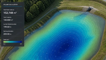 Drone carrying a magnetometer sensor surveying an archaeological site