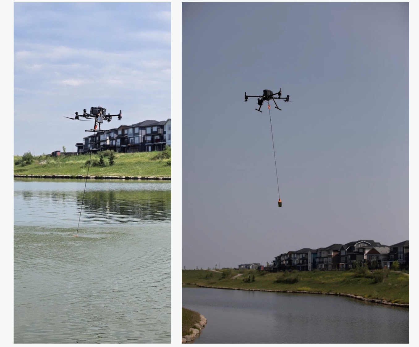 Pond Survey Using a Drone-Mounted SPH Engineering Echo Sounder System